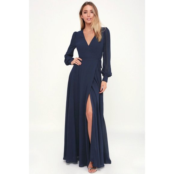 Lulus Dresses & Skirts - Long Sleeve Maxi Wrap Dress